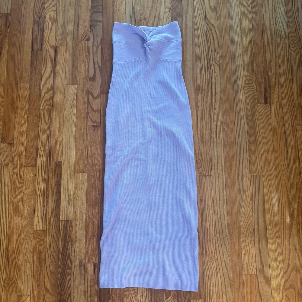 Lavender knit Strapless Midi dress with back slit. Size small - Picture 3 of 5